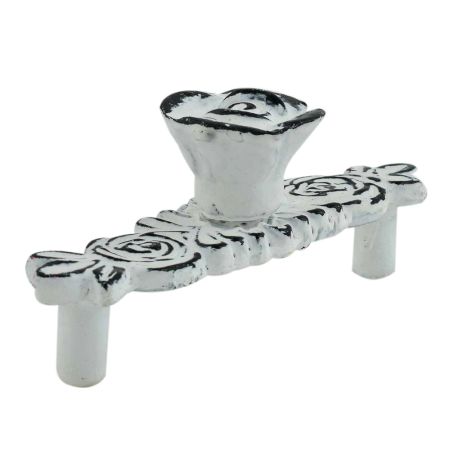 White Rose Distressed Iron Pull Cabinet Handles